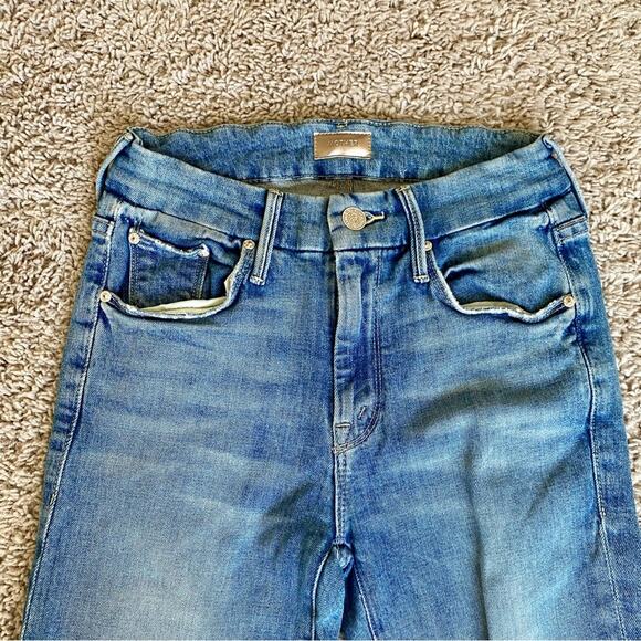 Mother Cotton Blend Looker Step Distressed Casual Prep Minimal Ankle Fray Jeans - Picture 2 of 10